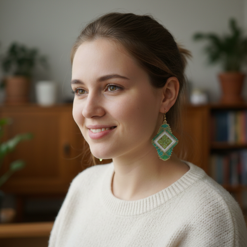 Boucles d'oreilles - Vert anis brodandchic