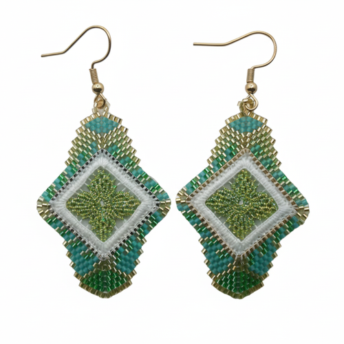 Boucles d'oreilles - Vert anis brodandchic
