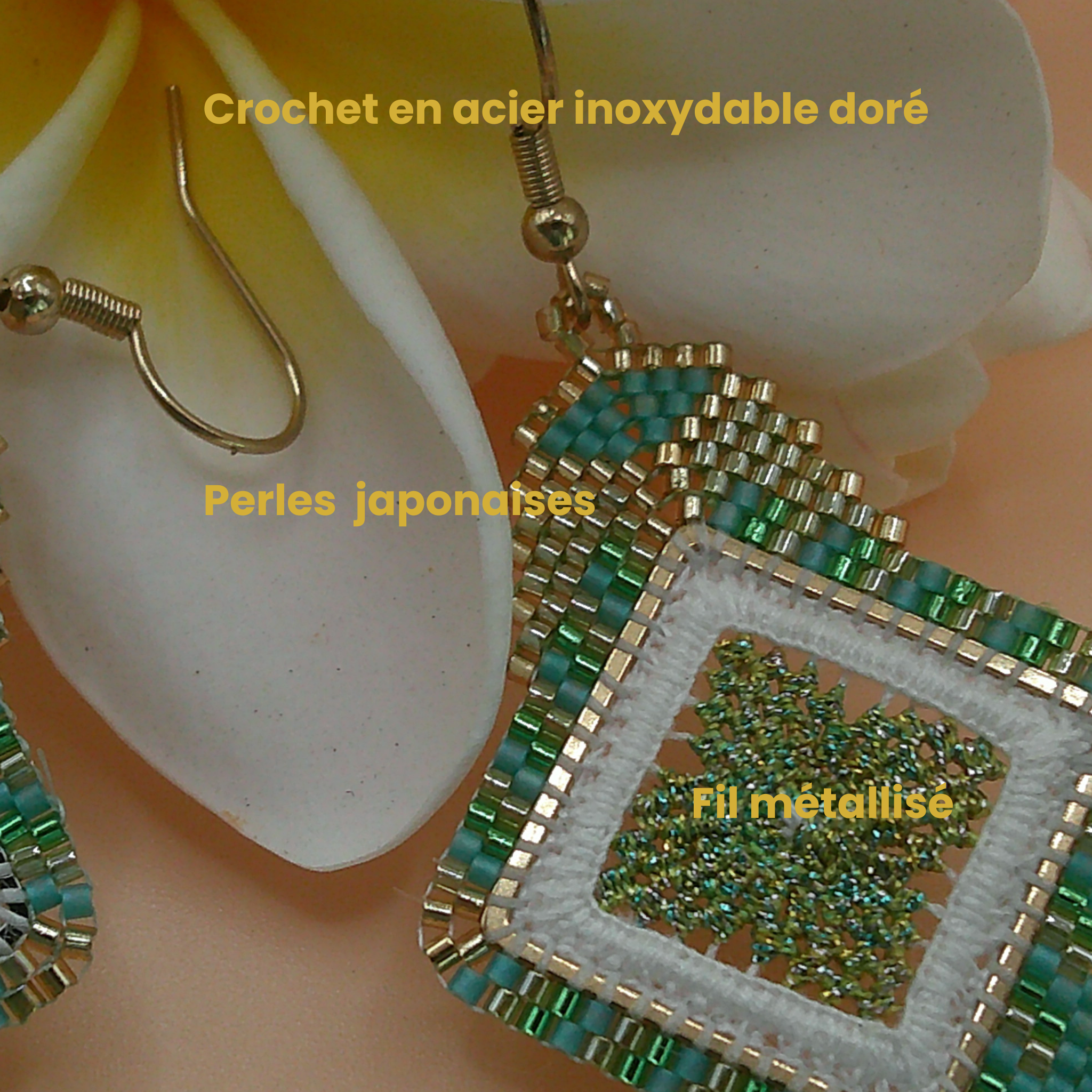 Boucles d'oreilles - Vert anis brodandchic