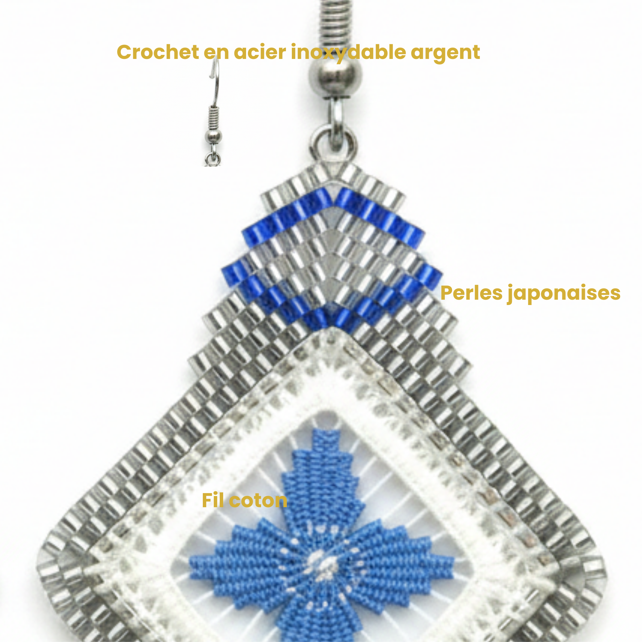 Boucles d'oreilles - Bleu roi brodandchic