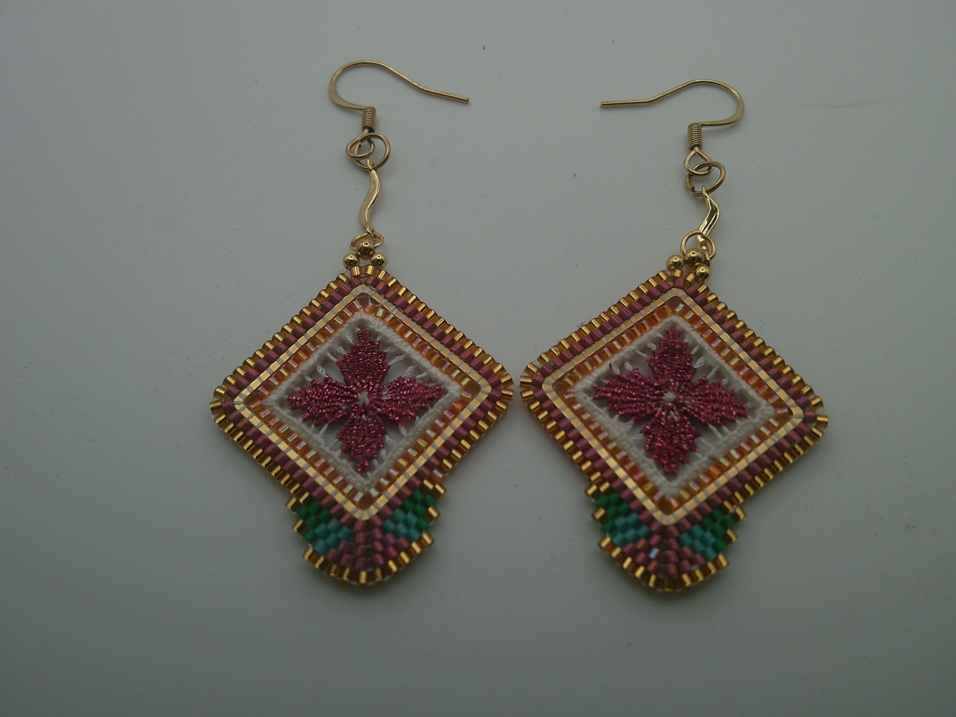 Boucles d'oreilles - Bordeau brodandchic